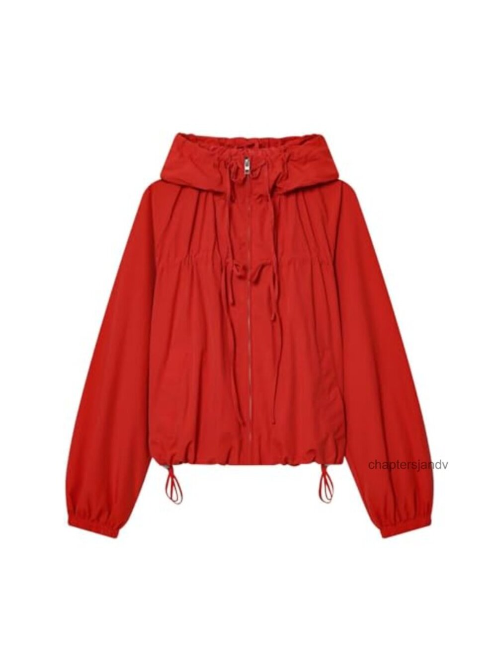 Women's Gathered Hooded Jacket Bow Detail Loose Fit Drawstring Hem Pockets